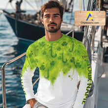 Load image into Gallery viewer, Personalized St Patrick's Day Shirts Fish Hook Long Sleeve Fishing Shirts, Mens Fishing Outfit NBT386