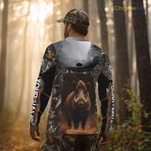 Load image into Gallery viewer, Boar Hunting Shirt Brown Camouflage Hoodie, Long Sleeve Custom Name For Men NBT247