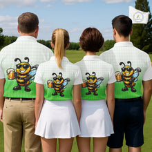 Load image into Gallery viewer, Funny Bee Golf Polo Shirt For Men, Cute Bee With Beer Print Shirt, Sporty Animal Golf Gift|Green NBT665