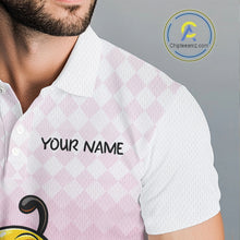 Load image into Gallery viewer, Funny Bee Golf Polo Shirt For Men, Cute Bee With Beer Print Shirt, Sporty Animal Golf Gift|Pink NBT666