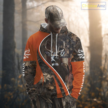 Load image into Gallery viewer, Custom Whitetail Deer Hunting Shirt 3D All Over Print with Orange Camo US Flag Hunting Gifts NBT253