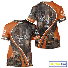 Load image into Gallery viewer, Custom Whitetail Deer Hunting Shirt 3D All Over Print with Orange Camo US Flag Hunting Gifts NBT253