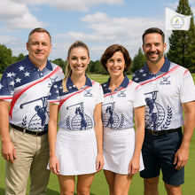 Load image into Gallery viewer, American Flag White Men Golf Polo Shirts Custom Patriotic Mens Golf Top, Golf Gifts NBT547
