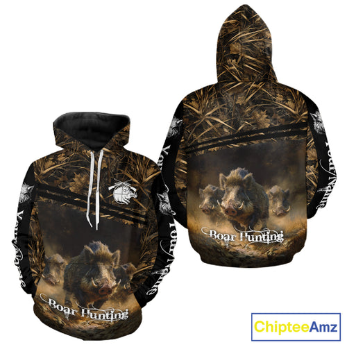 Wild Boar Hunting 3D Full Printing Personalized Camo Shirts for Boar Hunters, Boar Hunting Gifts NBT172