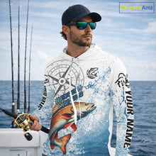 Load image into Gallery viewer, Custom Redfish Long Sleeve Hooded Fishing Shirts Saltwater Fish, Compass Offshore Tournament Fishing Shirts NBT551