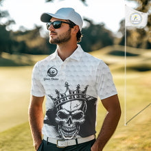 Load image into Gallery viewer, Funny Skull Mens Golf Polo Shirts Golf Camo Pattern Custom Name Skull Golf  Shirt, Golf Attire NBT555