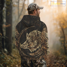 Load image into Gallery viewer, Best Brown Camo Boar Hunting Clothes Custom Name Boar Design Hunting Gifts for Hunter NBT183
