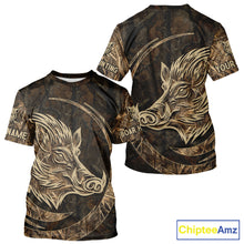 Load image into Gallery viewer, Best Brown Camo Boar Hunting Clothes Custom Name Boar Design Hunting Gifts for Hunter NBT183