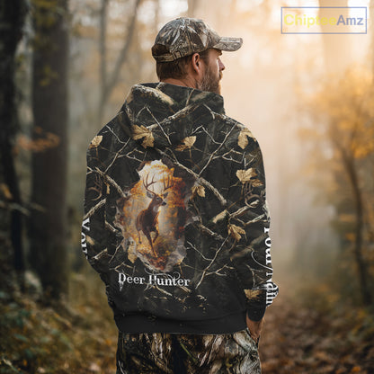 Personalized Whitetail Deer Hunting Camo 3D Print Custom Name Shirts, Hunting Gifts NBT85
