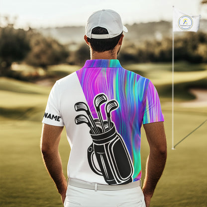 Hologram Golf Pattern Mens Polo Golf Shirts Custom Golf Team Shirts Golfer Outfit, Golf Gifts NBT699