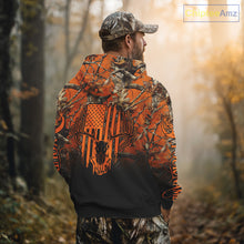 Load image into Gallery viewer, Best Orange Camouflage Deer Hunting Custom Name US Flag Shirts, Deer Hunting Clothes NBT93