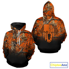 Load image into Gallery viewer, Best Orange Camouflage Deer Hunting Custom Name US Flag Shirts, Deer Hunting Clothes NBT93