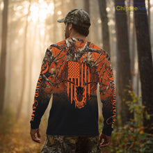 Load image into Gallery viewer, Best Orange Camouflage Deer Hunting Custom Name US Flag Shirts, Deer Hunting Clothes NBT93