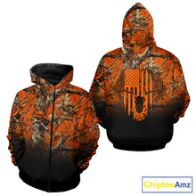Load image into Gallery viewer, Best Orange Camouflage Deer Hunting Custom Name US Flag Shirts, Deer Hunting Clothes NBT93