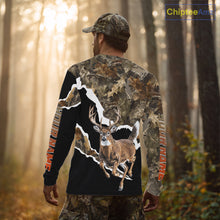 Load image into Gallery viewer, Whitetail Deer Camo Customize Name 3D Printed Long Sleeve Hoodie Hunting Shirts for Men NBT303