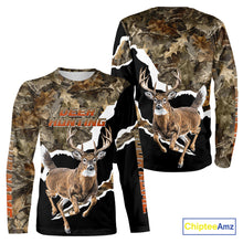 Load image into Gallery viewer, Whitetail Deer Camo Customize Name 3D Printed Long Sleeve Hoodie Hunting Shirts for Men NBT303