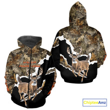 Load image into Gallery viewer, Whitetail Deer Camo Customize Name 3D Printed Long Sleeve Hoodie Hunting Shirts for Men NBT303