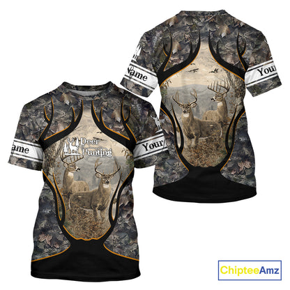 Whitetail Deer Custom Name 3D Printed Long Sleeve Hoodies, Deer Hunting Shirt, Hunting Season NBT304