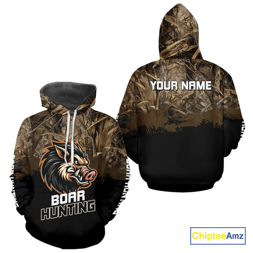 Custom Wild Boar Hunting Grass Camouflage 3D Printed Shirts, Hunting Gifts for Boar Hunter NBT201