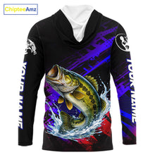 Load image into Gallery viewer, Bass Fishing Long Sleeve Hooded Purple Camo UPF Fishing Shirts, Bass Fishing Tournament Shirts NBT464