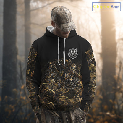 Wild Boar Hunting Camouflage 3D Custom Name Shirts, Custom Boar Hunting Gifts NBT207