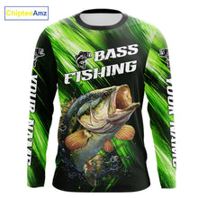 Load image into Gallery viewer, Green Camo Largemouth Bass Fishing Jersey For Men, Bass Fishing Performance Shirts Personalized Gifts NBT370