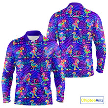 Load image into Gallery viewer, Colorful Neon Rainbow Leopard Flamingo Pattern Mens Polo Shirts, Custom Flamingo Golf Shirts NBT507