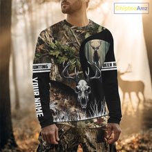 Load image into Gallery viewer, Camo Deer Hunting Shirt with Antlers Skull – Personalized Hunting Clothes, Hunting Gifts for Men NBT43