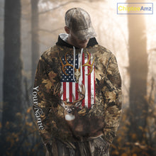 Load image into Gallery viewer, American Flag Whitetail Deer Camo Hunting Shirt, Best Hunting Clothes for Deer Hunting Season NBT64