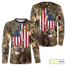 Load image into Gallery viewer, American Flag Whitetail Deer Camo Hunting Shirt, Best Hunting Clothes for Deer Hunting Season NBT64