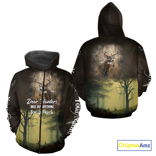 Best Brown Camo Deer Hunting Clothes Custom Name Whitetail Deer Design Hunting Gifts NBT78