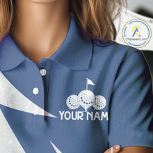 Load image into Gallery viewer, Womens Golf Polo Shirts Custom Name Navy Blue And White Golf Shirt, Golf Attire NBT671