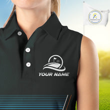 Load image into Gallery viewer, Women's sleeveless golf polo shirt side view, breathable polyester fabric