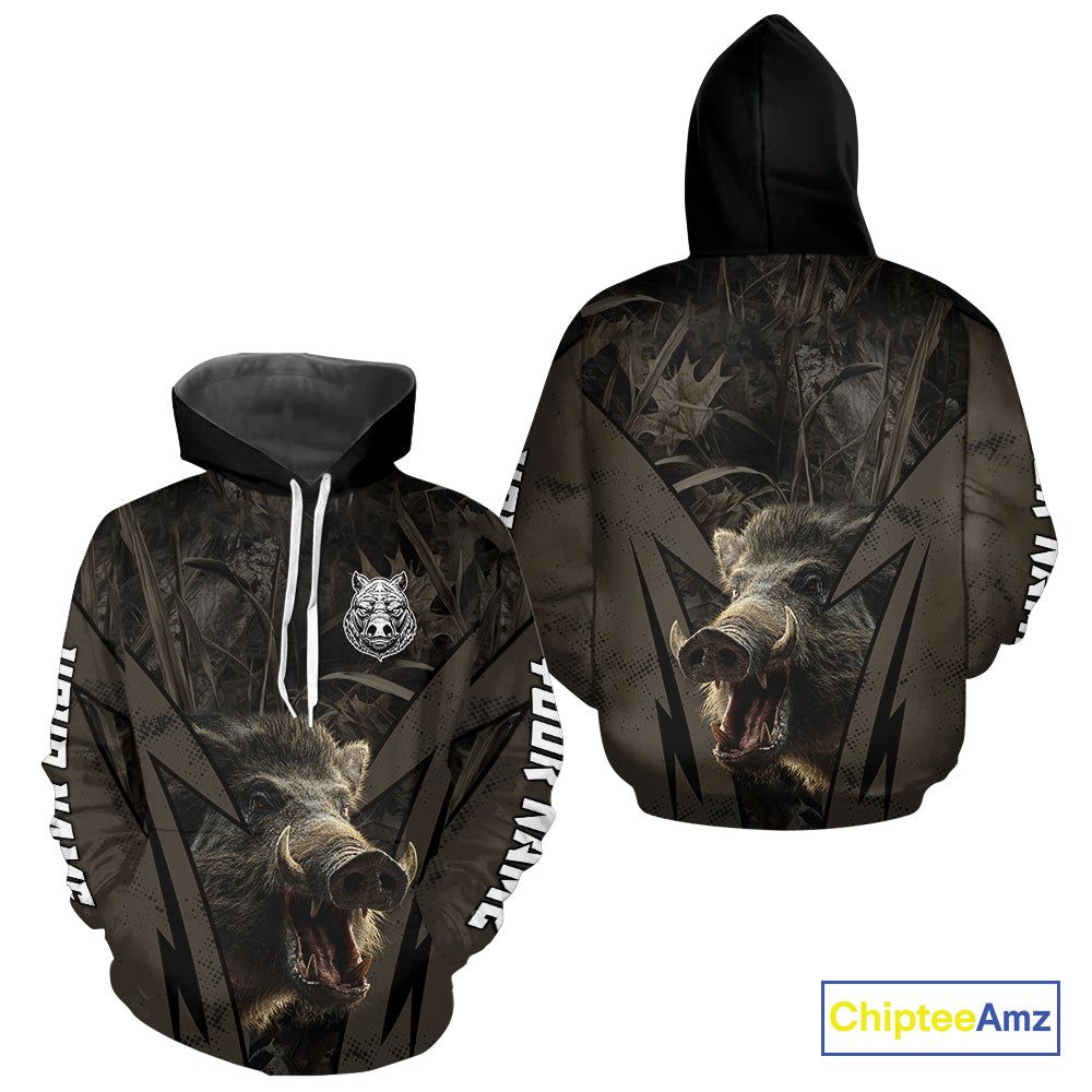 Boar Hunting Custom Name Brown Camouflage Hunting Clothes, Boar Hunting Outfit, Hunting Gifts NBT169