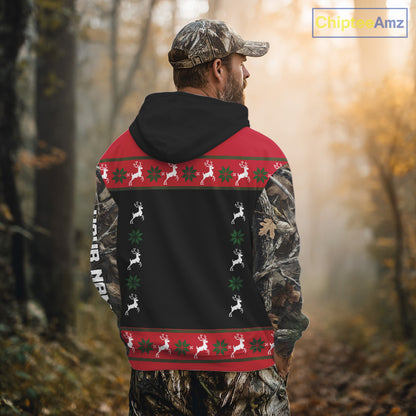The Season Gifts For Deer Hunting Lovers Hunters Personalized Photo Ugly Hunting Christmas Shirt NBT300
