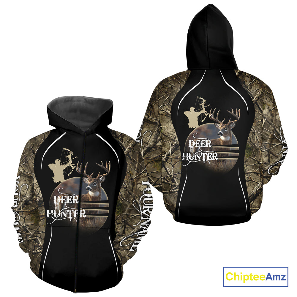 Deer Bow Hunting Camouflage Custom Name Shirts, Personalized Deer Hunting Clothes, Hunting Gifts NBT88