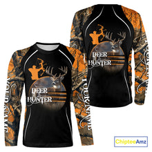 Load image into Gallery viewer, Deer Bow Hunting Orange Camo Custom Name Shirts, Personalized Deer Hunting Clothes, Hunting Gifts NBT102