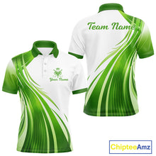 Load image into Gallery viewer, Mens Golf Polo Shirt Green And White Custom Golf Shirts For Team Personalized Golf Gifts NBT570