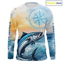 Load image into Gallery viewer, King Mackerel Fishing Sunset Custom Fishing Long Sleeve Shirt, Compass Offshore Fishing Apparel NBT586