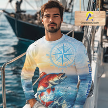 Load image into Gallery viewer, Redfish Fishing Sunset Custom Fishing Long Sleeve Shirt, Redfish Compass Offshore Fishing Apparel NBT587