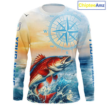 Load image into Gallery viewer, Redfish Fishing Sunset Custom Fishing Long Sleeve Shirt, Redfish Compass Offshore Fishing Apparel NBT587