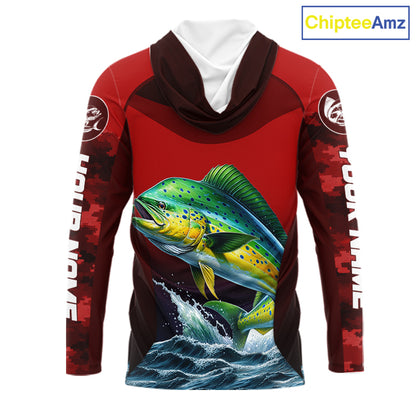 Custom Mahi Mahi Fishing Shirts For Team, Custom Saltwater Fishing Shirts|Red NBT467