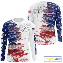 Load image into Gallery viewer, Personalized Patriotic Fishing Team Shirts, American Flag Long Sleeve Fishing Shirts NBT486