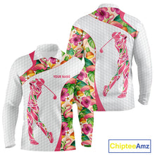 Load image into Gallery viewer, Colorful Tropical Pattern Mens Golf Polo Shirt Custom Name White Golf Shirt, Golf Gifts NBT499