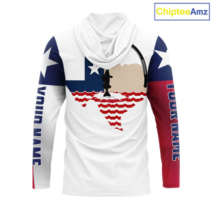 Personalized Texas Flag Long Sleeve Hooded Custom Name Tournament Fishing Shirts, Texas Fishing Jerseys NBT515