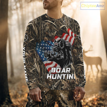 Load image into Gallery viewer, Custom Wild Boar Hunting Camo Full Printing US Flag Shirts Boar Hunting Gifts for Hunters NBT257