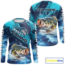 Load image into Gallery viewer, Thunder Lightning Bass Fishing Tournament Shirts Blue Camo, Custom Bass Fishing Shirts For Men NBT448