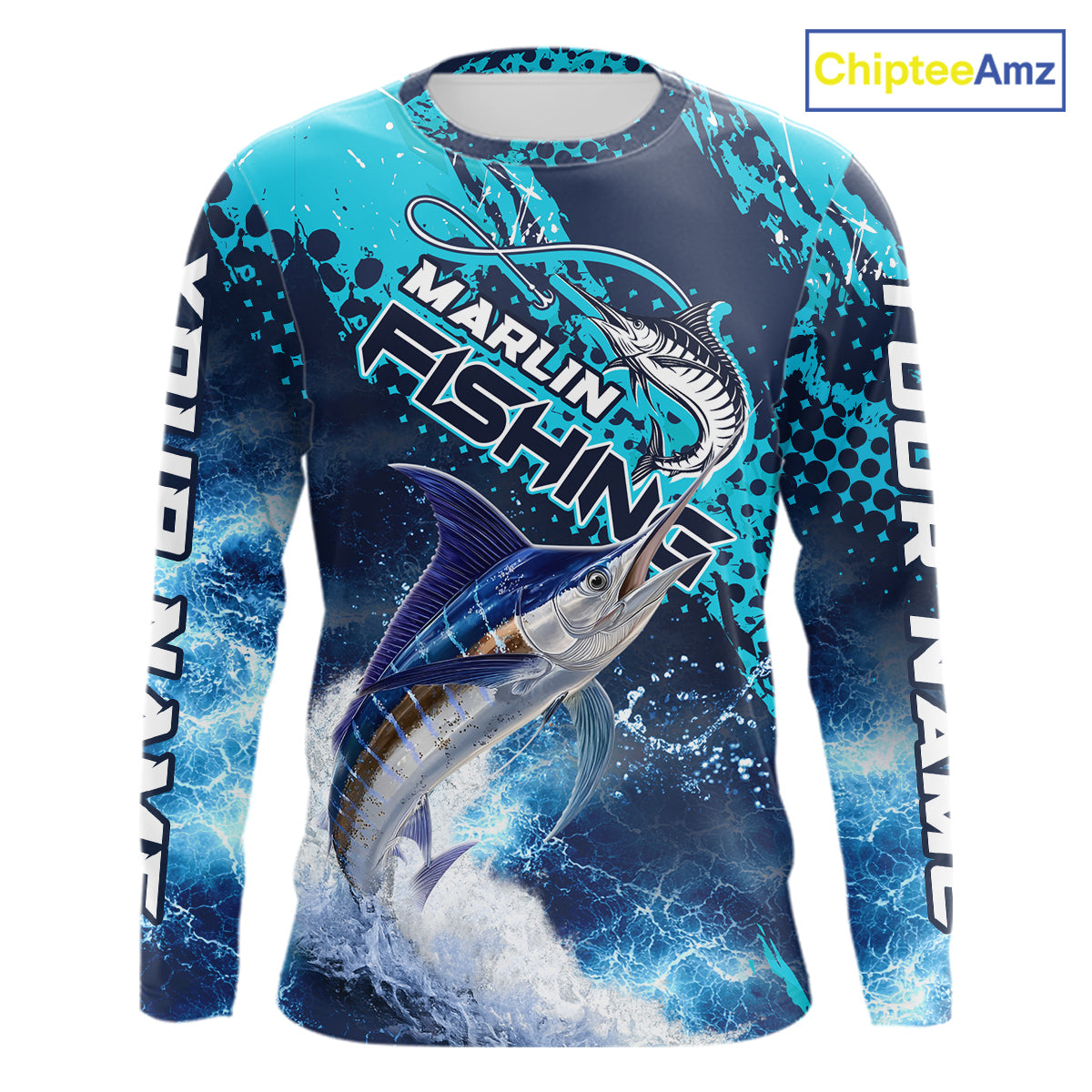 Thunder Lightning Marlin Performance Fishing Shirts, Marlin Offshore Fishing Shirts NBT452