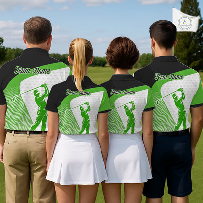 Green Zebra Pattern Mens Golf Polo Shirts Custom Name Gift For Golf Lovers NBT581