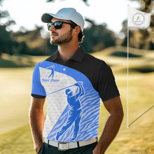 Load image into Gallery viewer, Blue Zebra Pattern Mens Golf Polo Shirts Custom Name Gift For Golf Lovers NBT582